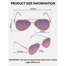 DukieKooky Unisex Kids Purple Lens & Gold-Toned Aviator Sunglasses with image 3