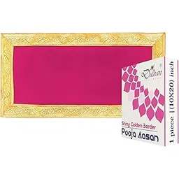 Dulhan 1 pc 10 x 20 inch Long Pink Velvet Pooja Cloth Aasan for Mandir, Temple Plain Altar Cloth with Golden Border Chowki aasan Kapda for god Idol Size (10"x20" in) Pack of 1 puja Decoration mat-picture-10