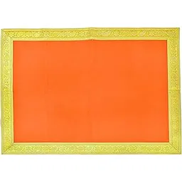 Dulhan Velvet Orange Pooja Cloth/Pooja Aasan for Mandir, Temple Altar Cloth with Golden Border (16X20 inch) (Pack of 1)-picture-20
