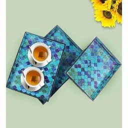 duli Blue Engineered Wood Rectangle (Set of 3)Serving Tray-picture-19