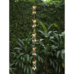 DULI Gold-Toned Metal Bird With Bell Hanging Windchimes-picture-35