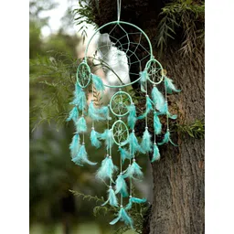 DULI Sea Green 5 Ring Handmade Dream Catcher-picture-18