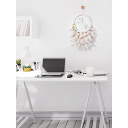 DULI White & Gold-Toned Metal Unicorn & Feathers Dream Catcher-picture-38