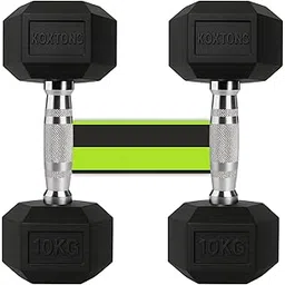 Dumbbell Set 10kg (Super) | Dumbbell 20kg Pair (10kg x 2pcs) | Rubber Coated Hex Dumbells for Home Gym | Gym Equipment for Home Workout, Strength Training, Weight Loss & Fitness-picture-12