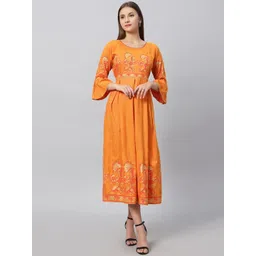 DUMMY SHAPE Floral Printed Bell Sleeves Ethnic motifs Fit & Flare Ethnic Dress-picture-10