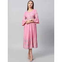 DUMMY SHAPE Floral Printed Bell Sleeves Ethnic Motifs Fit & Flare Ethnic Dress image 1