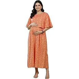dummy shape Maternity Dresses for Women Cotton | Floral Rayon Anarkali Kurta with Dual Nursing Zippers for Pregnancy & Breastfeeding | Feeding Kurtis | Gifts for Pregnant Woman-picture-32