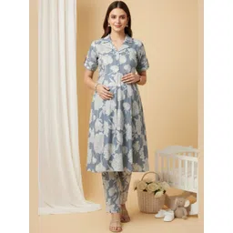 DUMMY SHAPE Women Floral Printed Empire Kurta with Trousers-picture-20