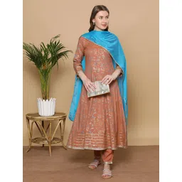 DUMMY SHAPE Women Floral Printed Panelled Kurta with Trousers & With Dupatta-picture-32