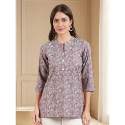 DUMMY SHAPE Women Floral Printed Regular Fit A-line Short Kurta-picture-26