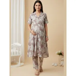 DUMMY SHAPE Women Floral Printed Regular Kurta with Trousers-picture-27