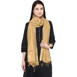 dupatta bazaar Art Silk Solid Beige Women Dupatta image 3