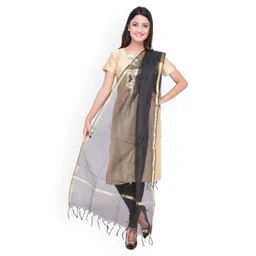 Dupatta Bazaar Black Self-Checked Silk Dupatta-picture-34