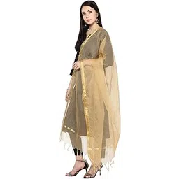 dupatta bazaar Dupatt Bazaar Women's Gold Art Silk Self Checkered Dupatta-picture-28
