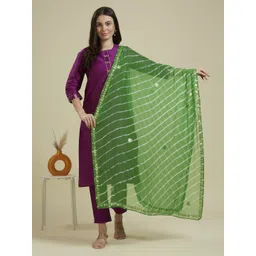 Dupatta Bazaar Embroidered Leheriya Dupatta with Gotta Patti-picture-12