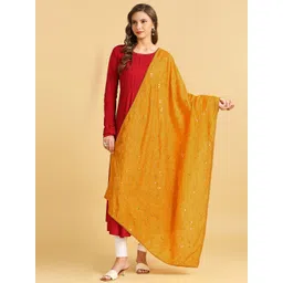 Dupatta Bazaar Floral Embroidered  Mirror Work Pure Cotton Dupatta-picture-10