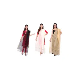 Dupatta Bazaar Multicolored Dupatta - Pack of 3-picture-19