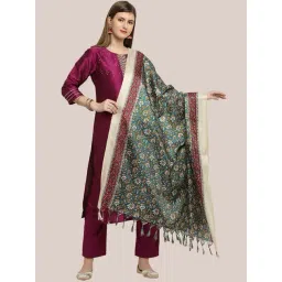 Dupatta Bazaar Rama Green Floral Print Dupatta-picture-35