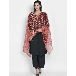 Dupatta Bazaar Red & Gold-Toned Embroidered Dupatta-picture-24