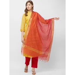 Dupatta Bazaar Red & Gold-Toned Solid Dupatta-picture-12