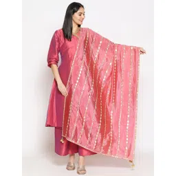 Dupatta Bazaar Rose & Gold-Toned Ethnic Motifs Embroidered Dupatta with Gotta Patti-picture-18