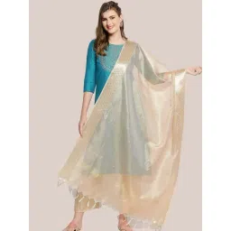 Dupatta Bazaar Rose Gold Zari Work Dupatta-picture-36