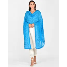 Dupatta Bazaar Turquoise Blue Embroidered Dupatta-picture-24