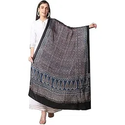 dupatta bazaar Women's Blue Modal Silk Handblock Printed Ajrakh Dupatta-picture-18