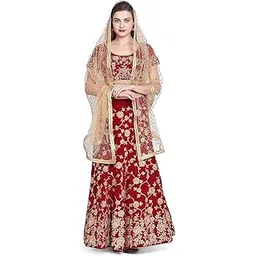 dupatta bazaar Women's Embroidered Gold Net Dupatta.-picture-16