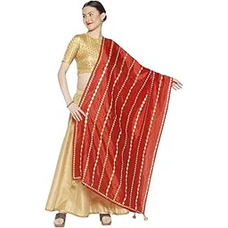 dupatta bazaar Women's Red Silk Dupatta with Gotta patti-picture-16