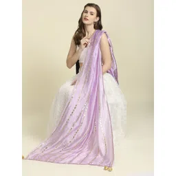 dupatta bazaar Silk Blend Embroidered Purple Women Dupatta image 4