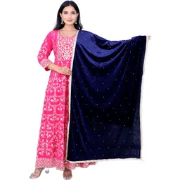 dupattaa Velvet Self Design Dark Blue Women Dupatta-picture-21