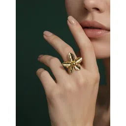 DURATI Gold-Plated Texture Flower Finger Ring-picture-36