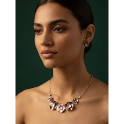 DURATI Set Of 2 Rose Gold Plated Antique Necklace With Earring-picture-26