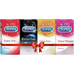 Durex Multi-pack Condoms for Men (Extra Time, Extra Dotted, Extra Ribbed, Extra Time) - 10 count (Pack of 4)-picture-20