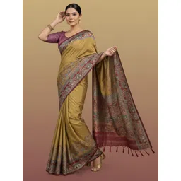 Durga Textile Ethnic Motifs Silk Blend Designer Mysore Silk Saree-picture-18