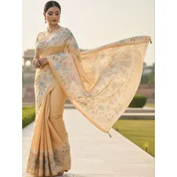 Durga Textile Floral Silk Blend Mysore Silk Saree-picture-14