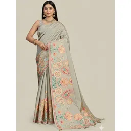 Durga Textile Paisley Silk Blend Mysore Silk Saree-picture-32