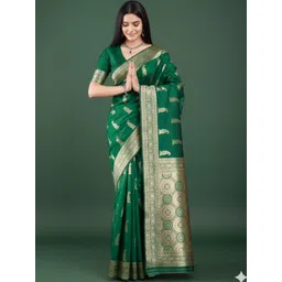 Durga Textile Paisley Zari Silk Blend Handloom Banarasi Saree-picture-16