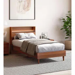 Alister Single Bed In Brown Colour With LED Lights-image-4