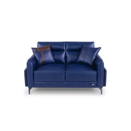 Durian Meagan Blue Premium Leatherette 2 Seater Sofas with 2 Cushion-picture-38