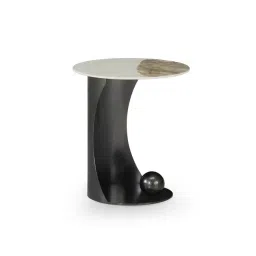 Durian Natalie Black & White Marble Side & End Table-picture-42