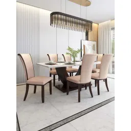 Durian Rowena Beige Marble 6 Seater Dining Set-picture-44