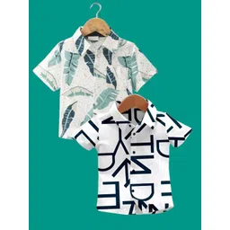 DUTT CREATION Boys Pack of 2 Classic Fit Floral Printed Spread Collar Cotton Casual Shirts-picture-28