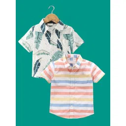DUTT CREATION Boys Pack of 2 Classic Fit Floral Printed Spread Collar Cotton Casual Shirts-picture-29