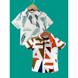 DUTT CREATION Boys Pack of 2 Classic Fit Floral Printed Spread Collar Cotton Casual Shirts-picture-30