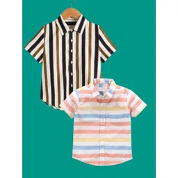 DUTT CREATION Boys Pack Of 2 Classic Spread Collar Cotton Shirts-picture-36