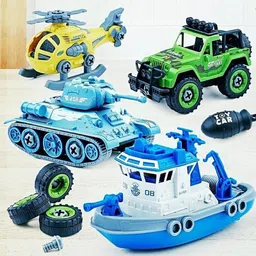 duwol Army Construction Toys Vehicles Set 4 PCs DIY Fordable With Screw Driver Toy Set-picture-16