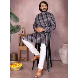 DVILLA Men Black Cotton Kurtas image 2