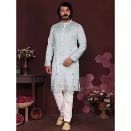 DVILLA Men Blue Cotton Kurtas-picture-24